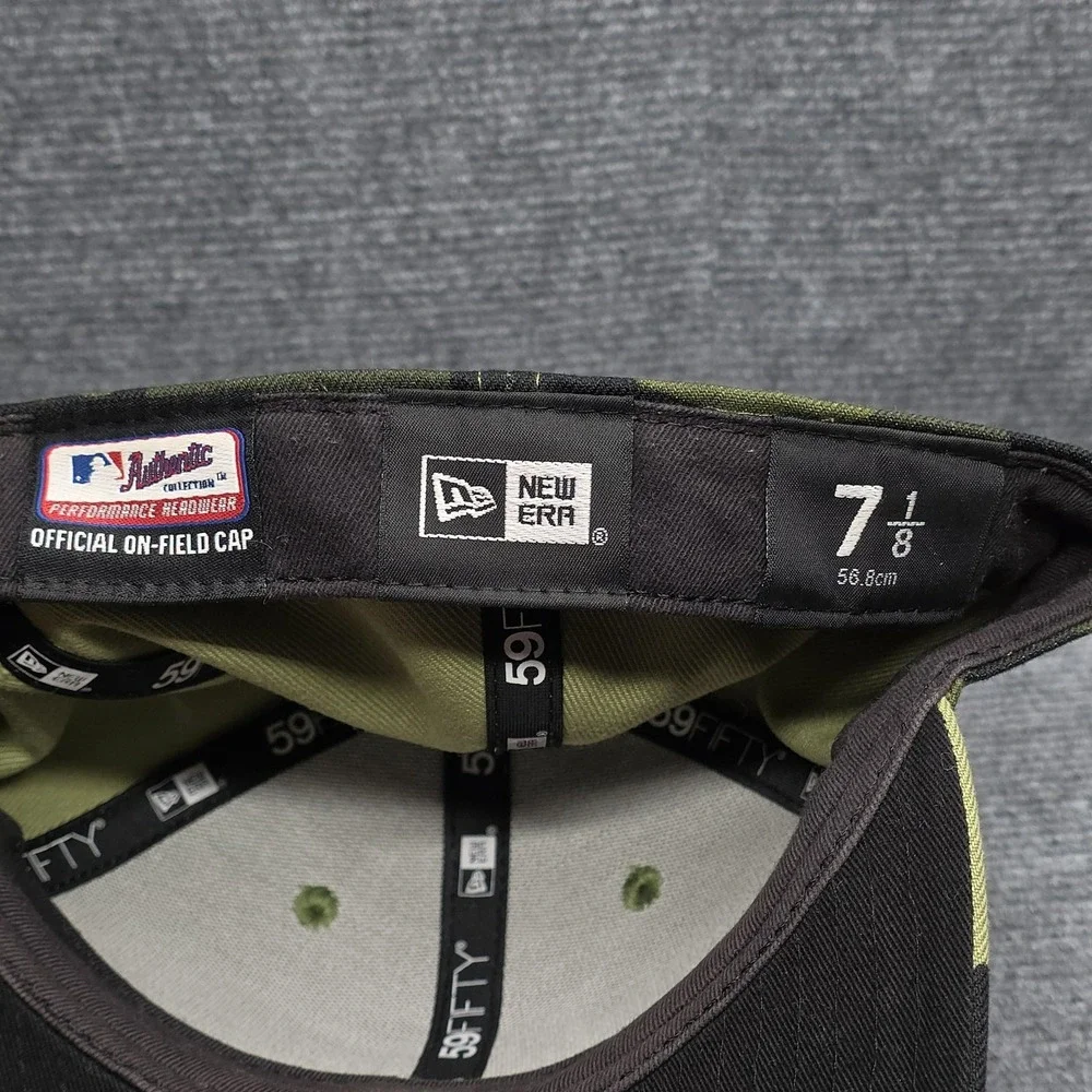 Boston Red Sox Hat On Field Players Cap Camo Fitted 7 1/8 Green MLB Baseball Men
